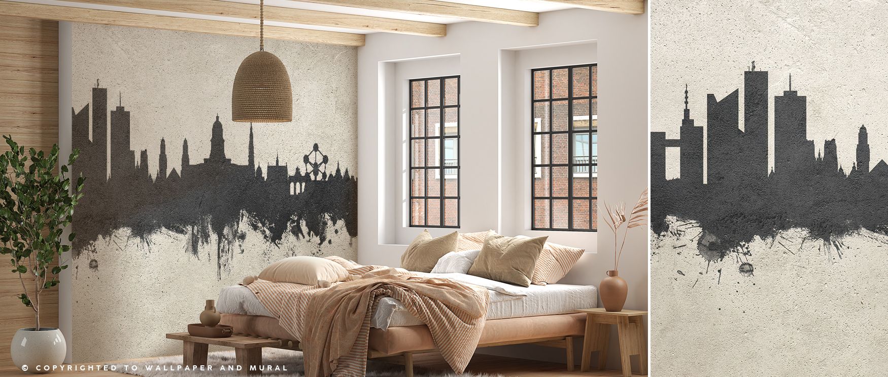 Cool sophistication radiates from the Brussels Belgium Skyline Concrete Wallpaper, combining texture and form into one unified statement. Each structure appears etched in fine gradient, reflecting artistic restraint and architectural grace. The monochrome