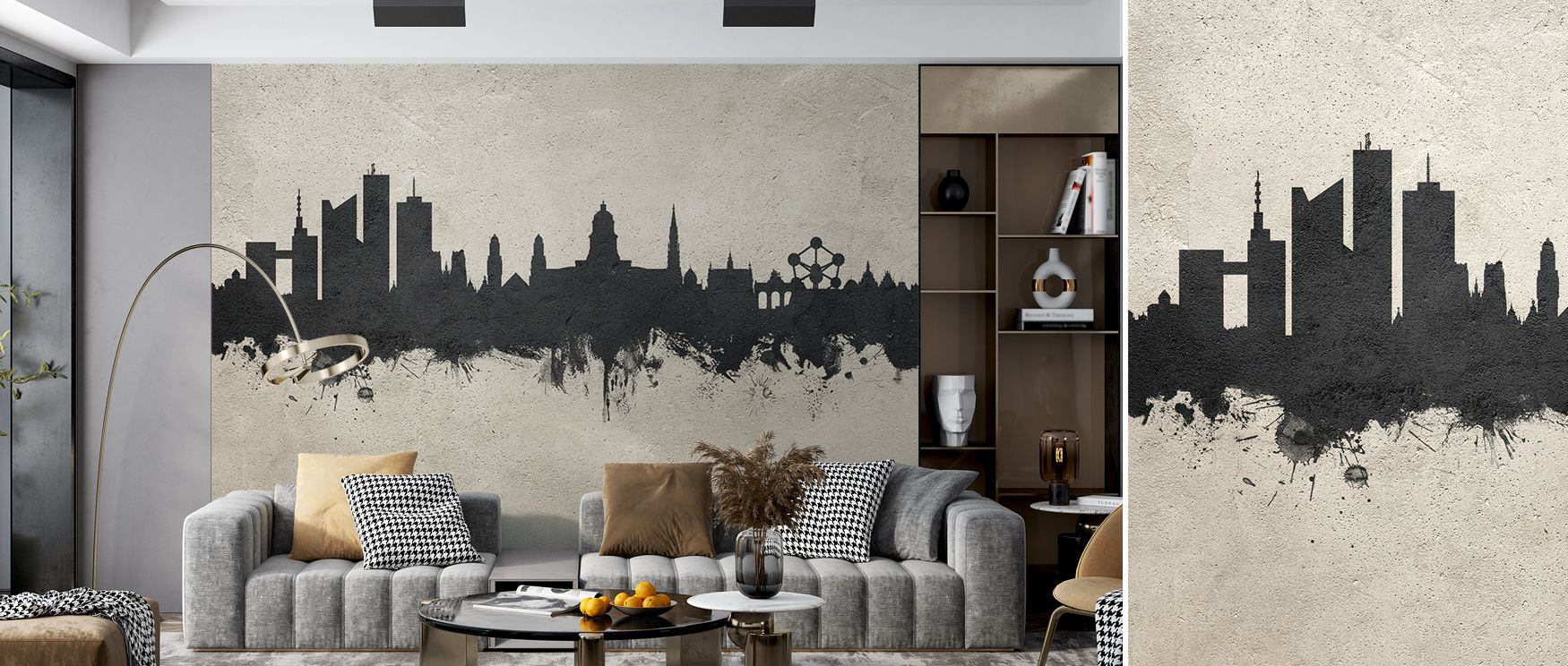 The Brussels Belgium Skyline Concrete Wallpaper embodies balance and proportion, where subtle greys meet delicate texture. Each structure reflects calm authority and poise, offering visual rhythm that enriches interiors with strength and grace. This desig