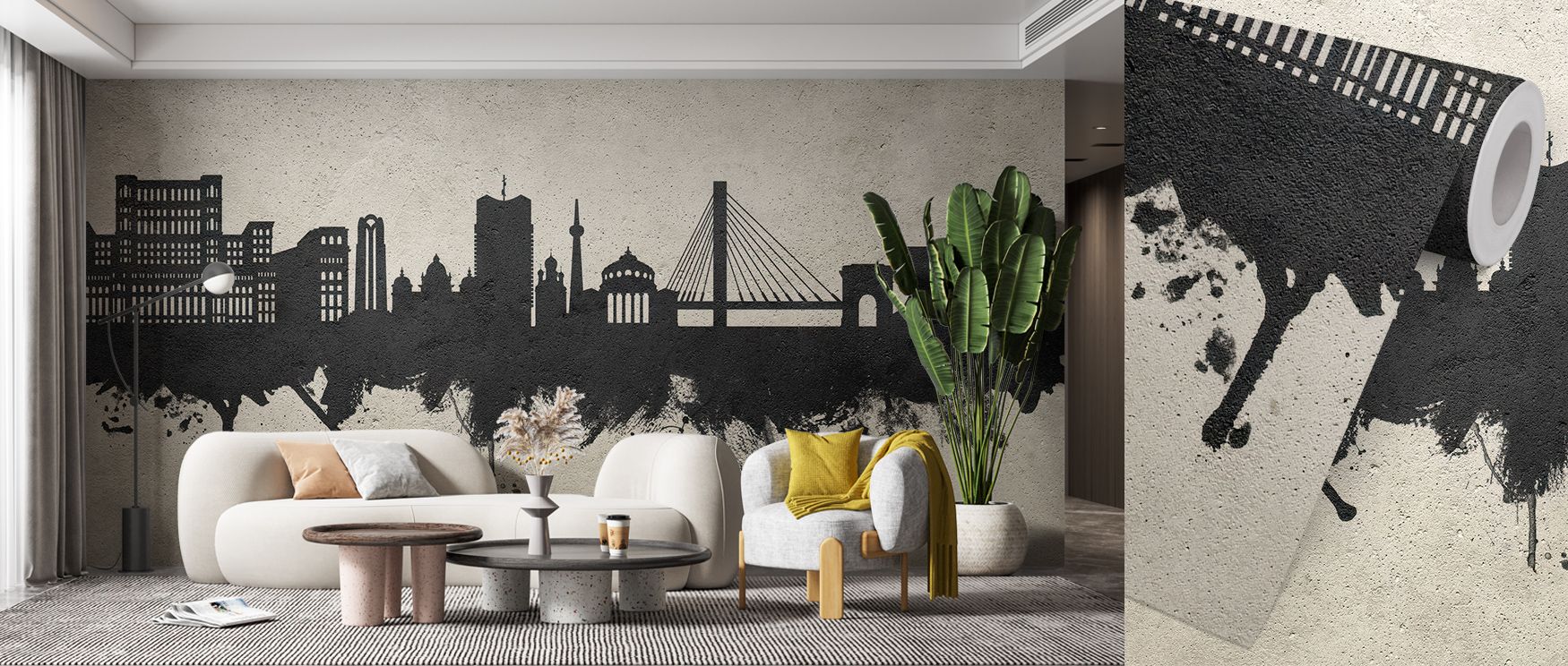 Smooth tonal variation animates the Bucharest Romania Skyline Concrete Wallpaper, lending each line definition and harmony. Its restrained structure evokes composure and thoughtfulness, elevating walls into living works of minimalist art. Designed for cal