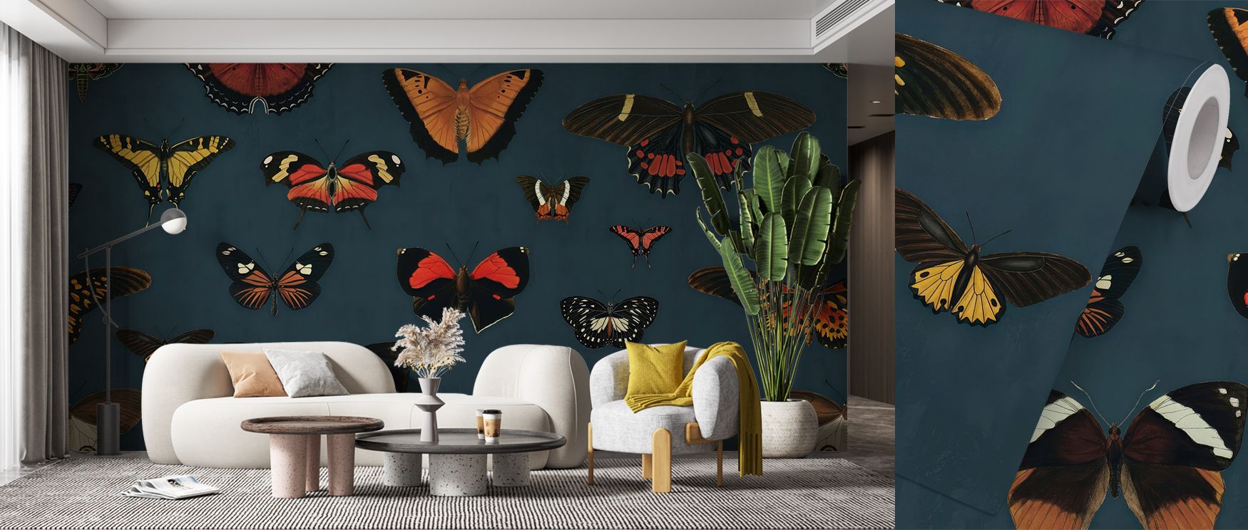Radiant patterns flow through the Butterfly Collection Teal Wallpaper, combining fluid brushwork with delicate geometry. Each motif expresses transformation and grace, capturing the elegance of natural movement. The harmony of teal and jade creates spaces