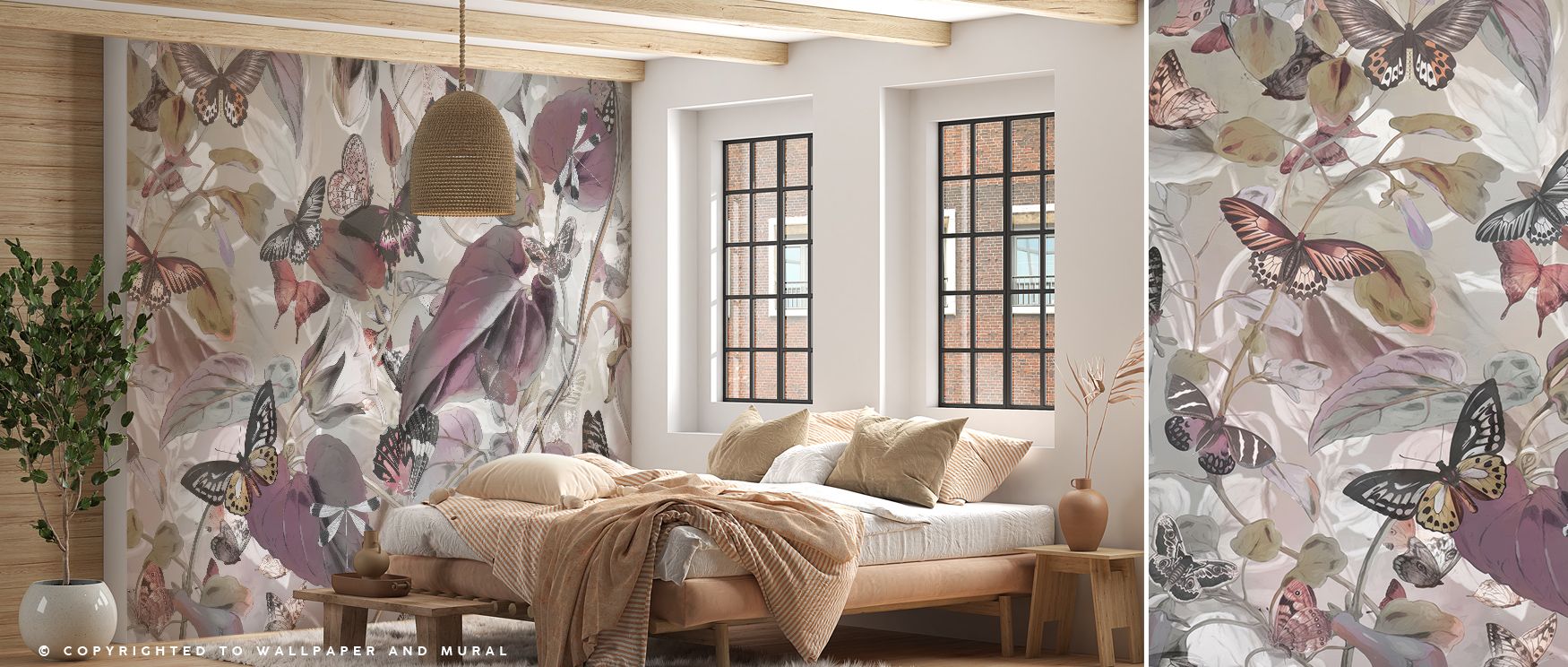 A soft harmony fills the Butterfly Paradise Gray Wallpaper, where floating wings create fluid visual rhythm. The design’s balance of tone and shadow evokes tranquility, surrounding interiors with meditative grace. Perfect for refined spaces, it offers ele