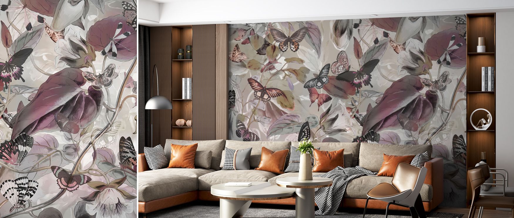 Cool tranquility radiates through the Butterfly Paradise Gray Wallpaper, its surface alive with gentle variation. The soft wings seem weightless, enhancing rooms with elegance and quiet focus. The design feels contemplative and balanced, merging organic s
