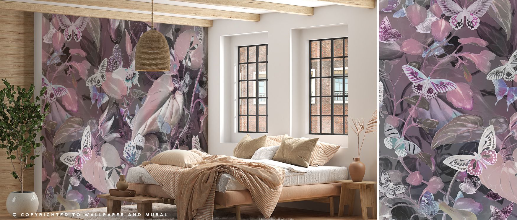 Airy elegance flows through the Butterfly Paradise Pink Wallpaper, combining refined pattern and calm palette. Each butterfly appears painted by soft light, adding texture and rhythm to interiors. Its blush tones invite reflection and serenity, surroundin