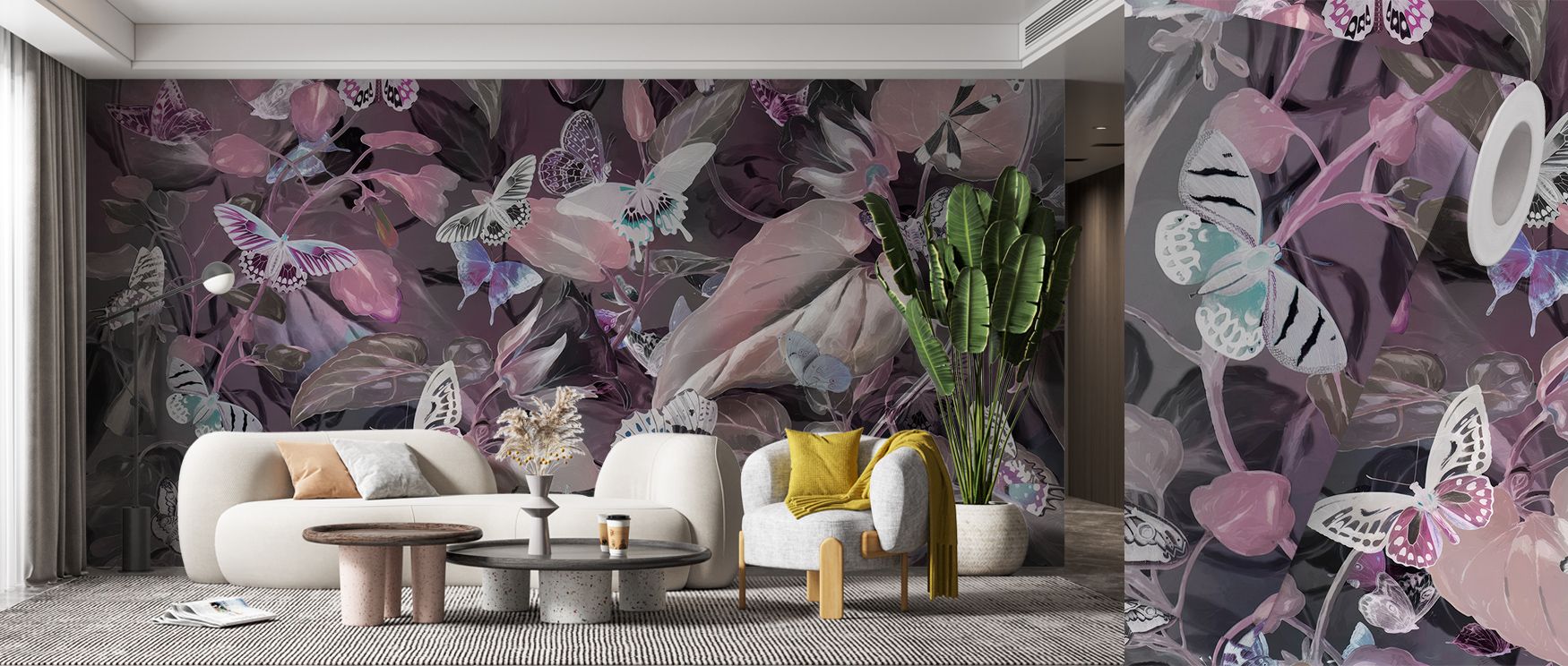 Radiant yet soothing, the Butterfly Paradise Pink Wallpaper captures organic motion in delicate detail. The gentle pink background softens contrasts, creating atmosphere and refinement. Each pattern breathes rhythm, embodying nature’s beauty through calm 