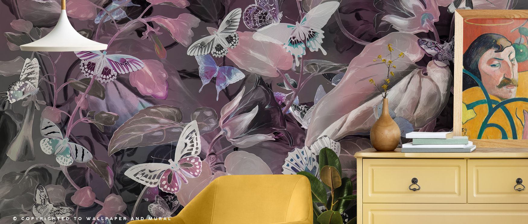 Soft glow emanates from the Butterfly Paradise Pink Wallpaper, its rose palette creating emotion and stillness. Each figure rests in light’s embrace, giving rooms soft definition and quiet character. The result is refined design harmony that feels nurturi