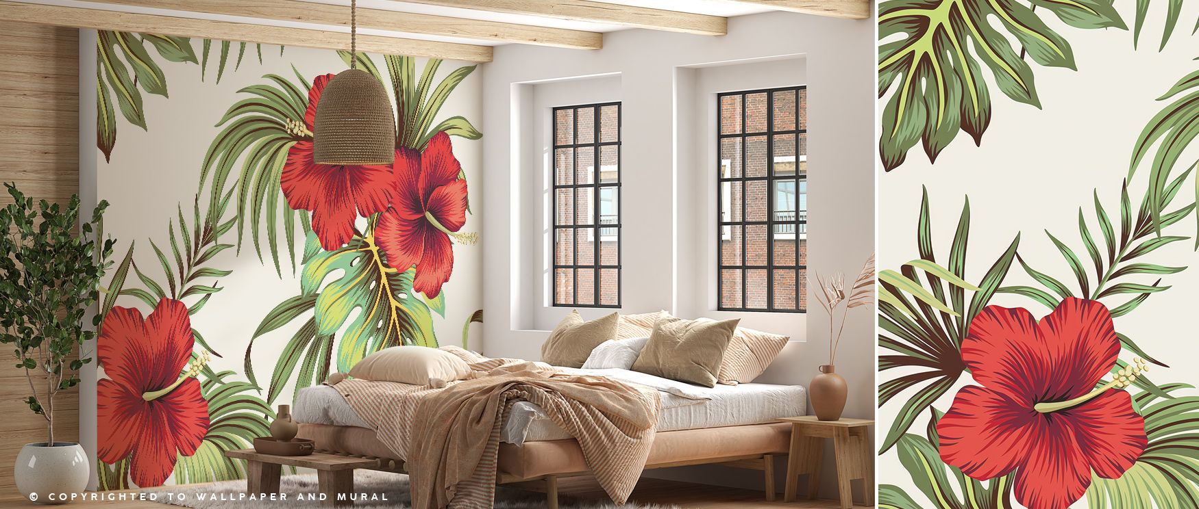 Vivid greens and coral tones breathe through the Calm Exotic Nature Wallpaper, forming a tranquil oasis of movement and stillness. Each leaf unfurls across the surface with fluid elegance, evoking the calm rhythm of tropical life. The balance between deep