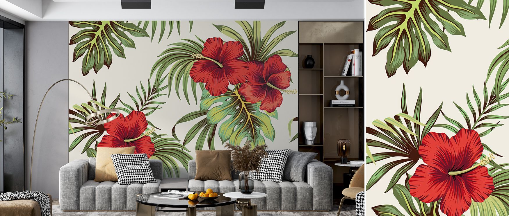 A tropical calm envelops the Calm Exotic Nature Wallpaper, where every element radiates warmth and vibrancy. The detailed foliage, kissed with coral highlights, flows gently under soft light. Its textured depth creates a soothing mood that feels luxurious