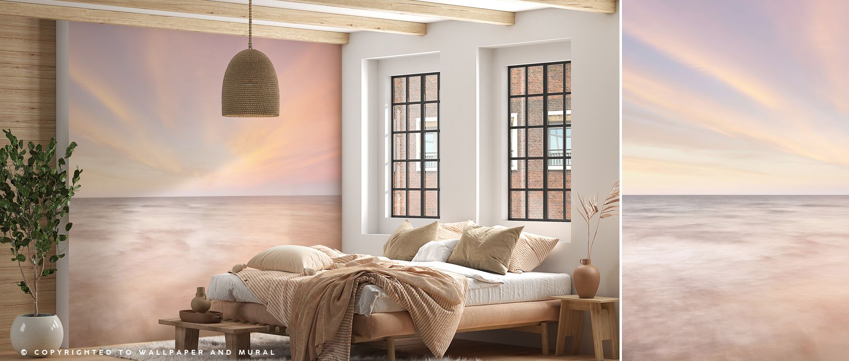 Gentle tides seem to move through the Calm Seas Serene Ocean Wallpaper, where pale blue fades into ivory calm. The pattern captures the serenity of morning light upon still water, filling rooms with reflective grace and fluid harmony. Each contour breathe