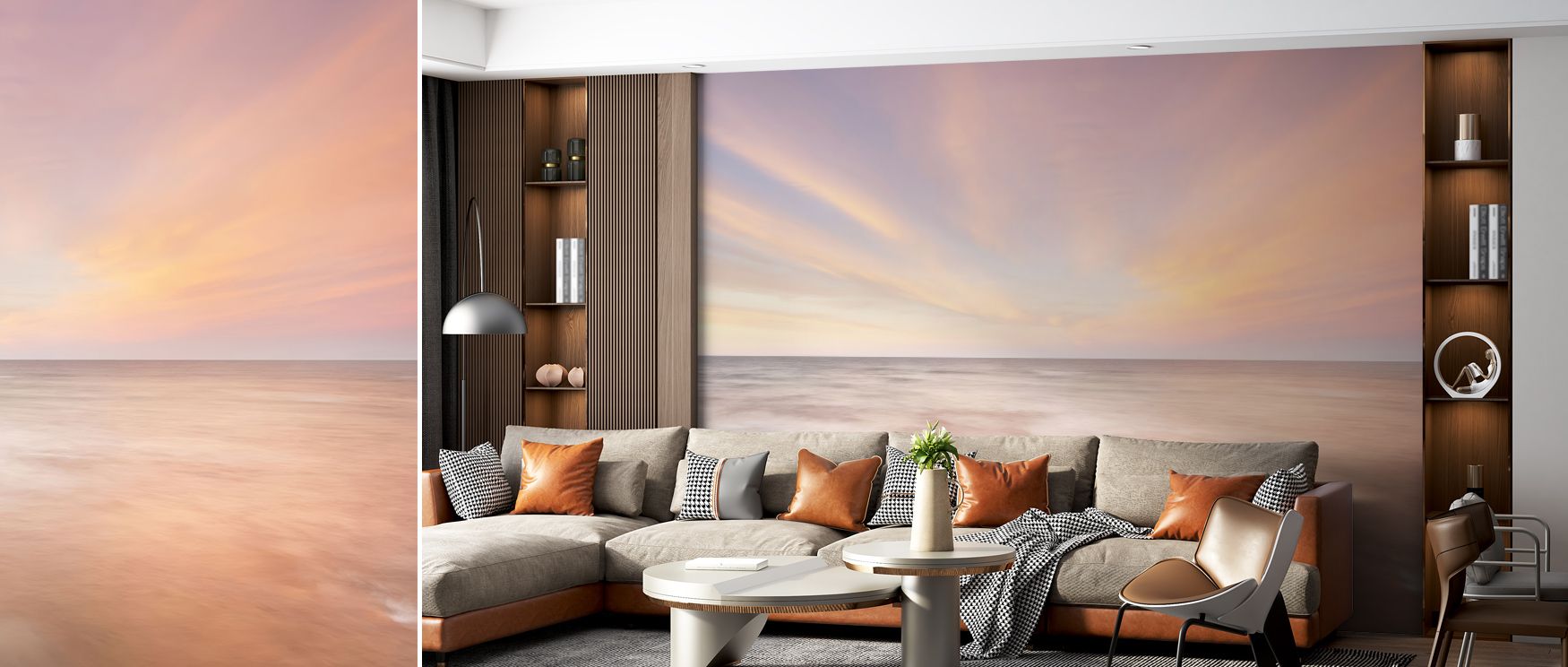 Cool stillness spreads across the Calm Seas Serene Ocean Wallpaper, its surface alive with slow rhythm. Each tonal curve conveys silence and grace, blending sea light and structure into meditative flow. Designed for interiors seeking repose, it turns wall