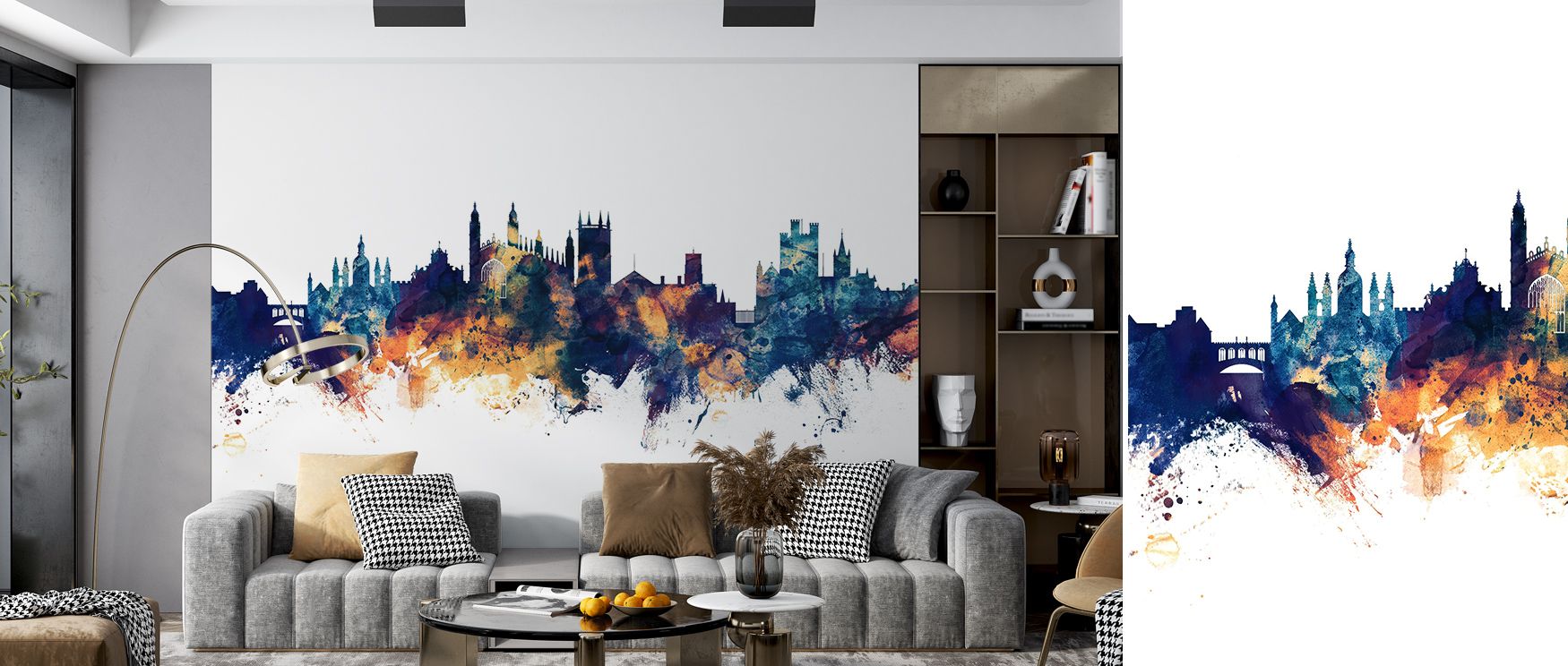 Architectural refinement unfolds within the Cambridge England Skyline Blue & Bronze Wallpaper, where light and geometry converge in visual harmony. The skyline’s calm rhythm evokes dignity, enhancing rooms with timeless atmosphere. Every detail captures s
