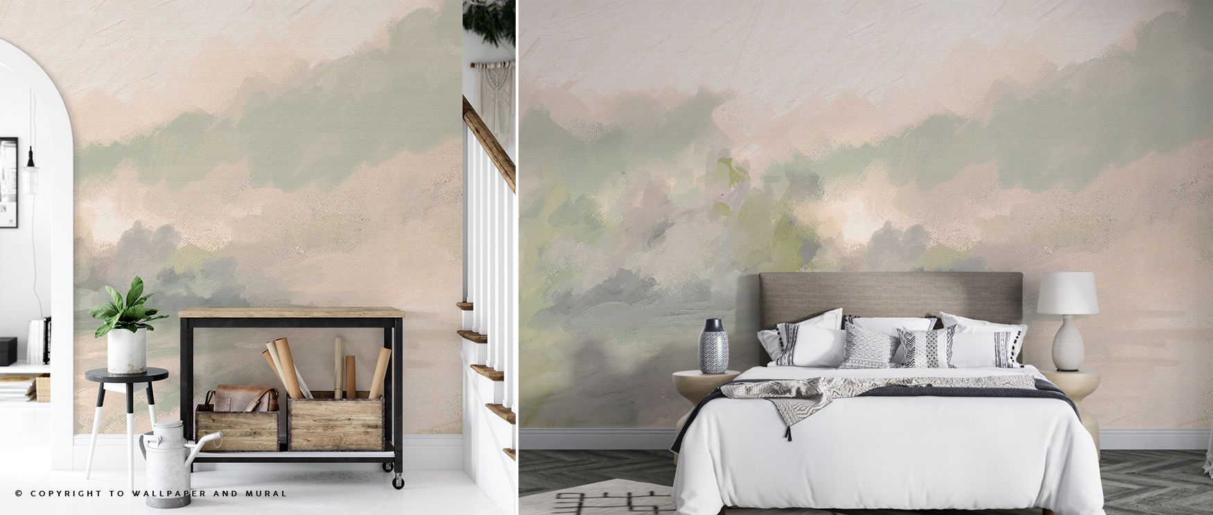 Subtle radiance moves through the Canvas Riverbank Wallpaper, its layered brushwork merging light and motion. Every hue blends into soft gradients of green and blue, reflecting nature’s serenity. The design enhances interiors with soothing rhythm and emot