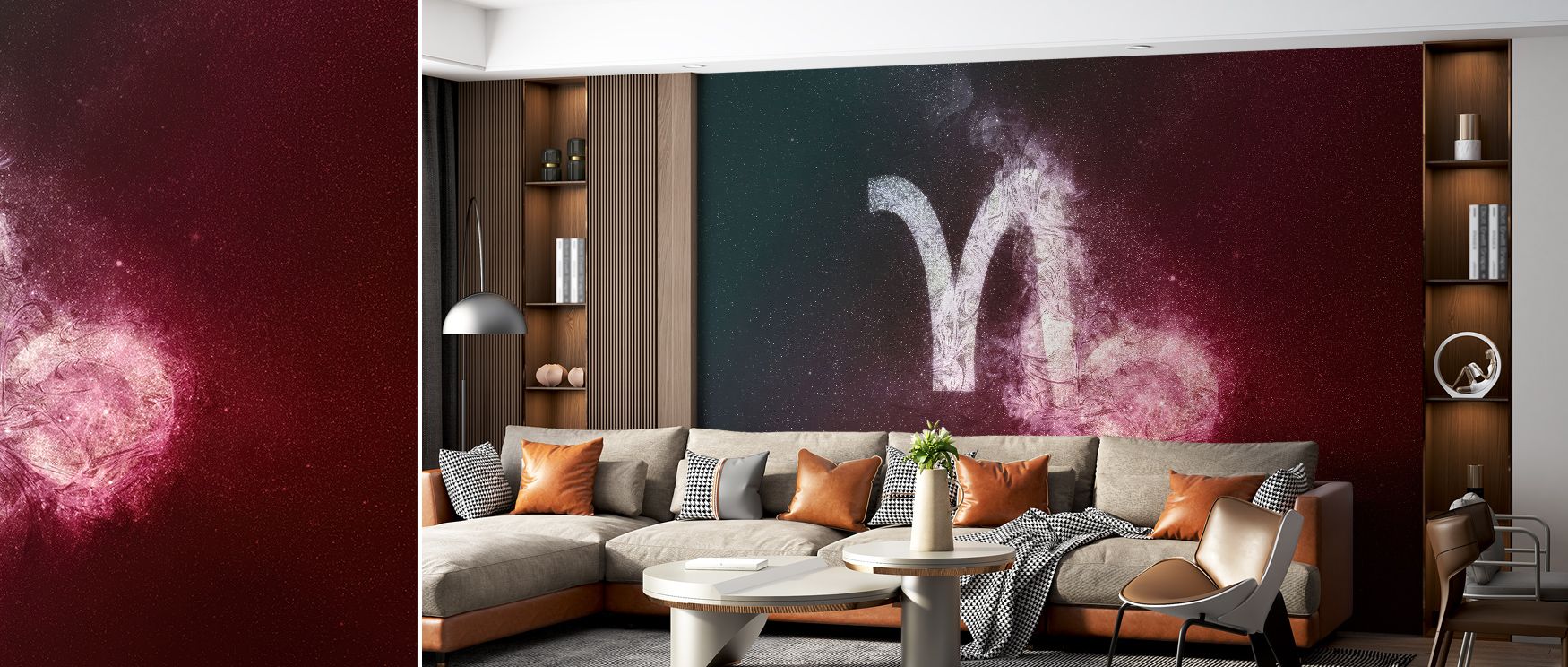 Ethereal balance defines the Capricorn Zodiac of Stars Wallpaper, where each star aligns in poetic harmony. The composition radiates peace and focus, surrounding interiors with luminous elegance that mirrors cosmic energy and timeless design. 