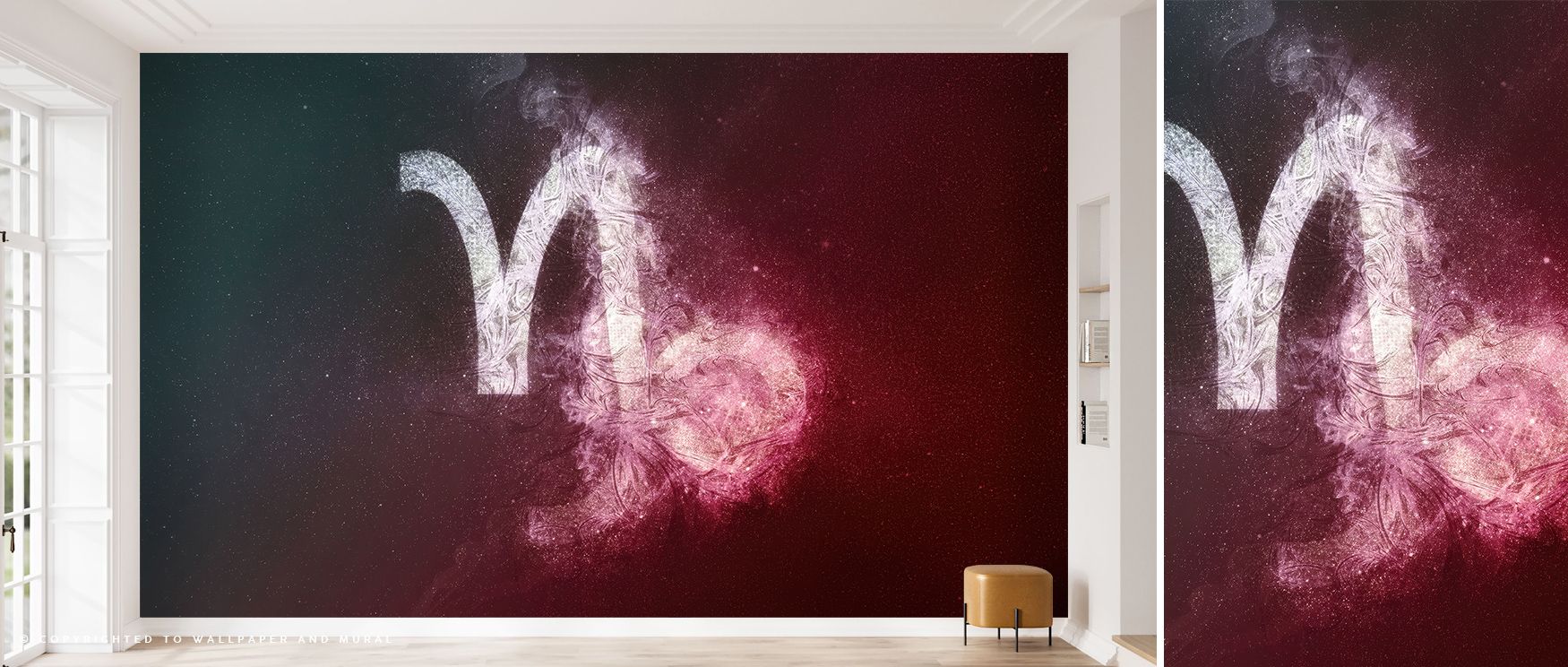 Quiet grandeur unfolds through the Capricorn Zodiac of Stars Wallpaper, glowing softly with celestial depth. Each constellation seems suspended in still air, merging beauty and balance in artful simplicity. It enhances interiors with tranquility and meani