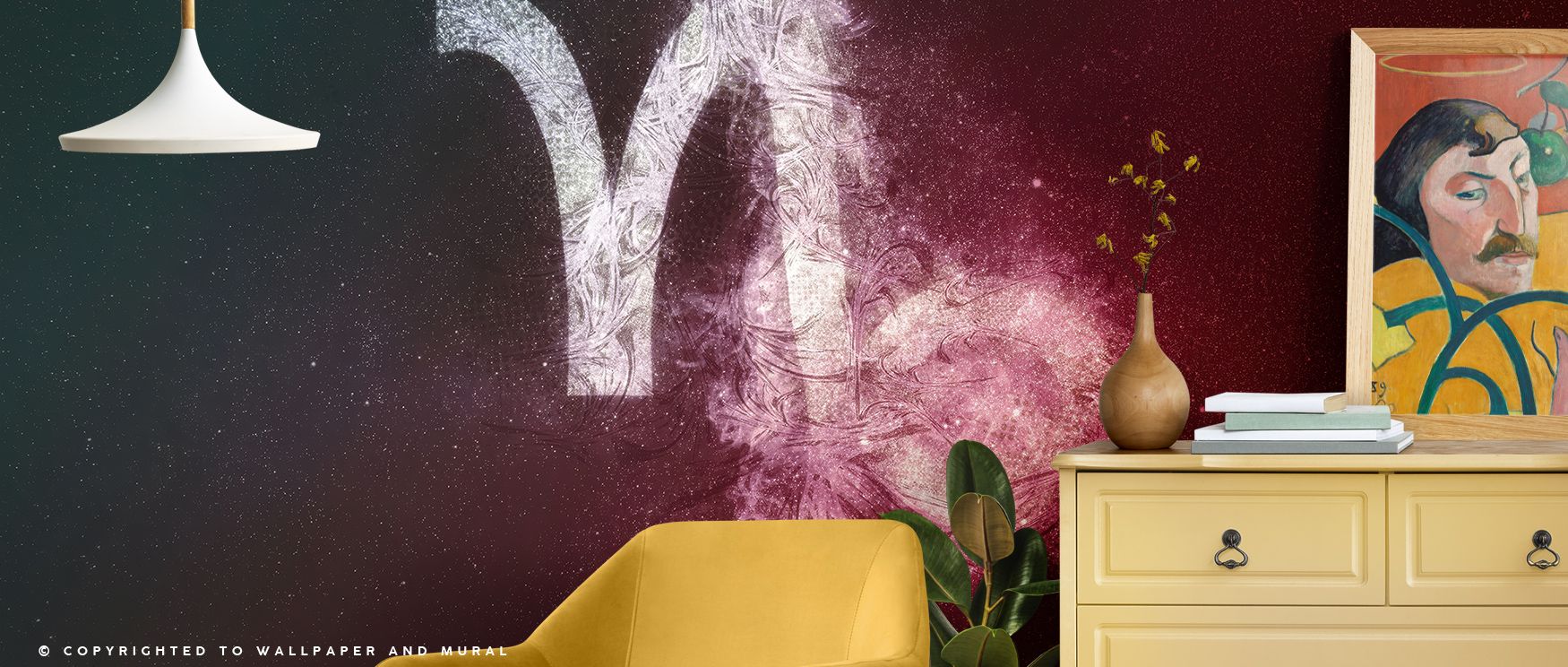 Dreamlike light shimmers within the Capricorn Zodiac of Stars Wallpaper, illuminating intricate details that tell stories of the sky. The pattern invites reflection and peace, filling interiors with the calm strength of the zodiac. 