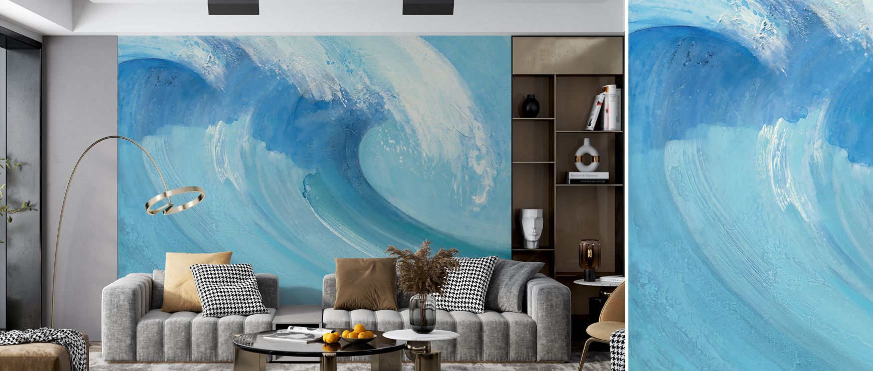 Cool clarity emanates from the Catch a Wave Wallpaper, where rhythm and reflection merge. The design’s smooth energy softens interiors with balance, poise, and refreshing movement that feels both alive and peaceful. 
