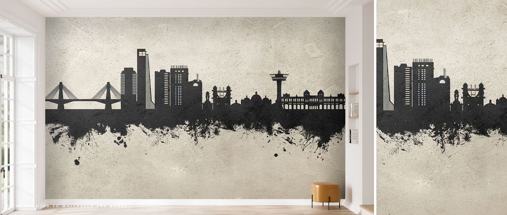 Subtle precision defines the Chattogram Bangladesh Skyline Concrete Wallpaper, its skyline etched against cool tones of gray. Each building rises with calm assurance, the texture adding depth and rhythm. Perfect for refined living rooms or elegant workspa