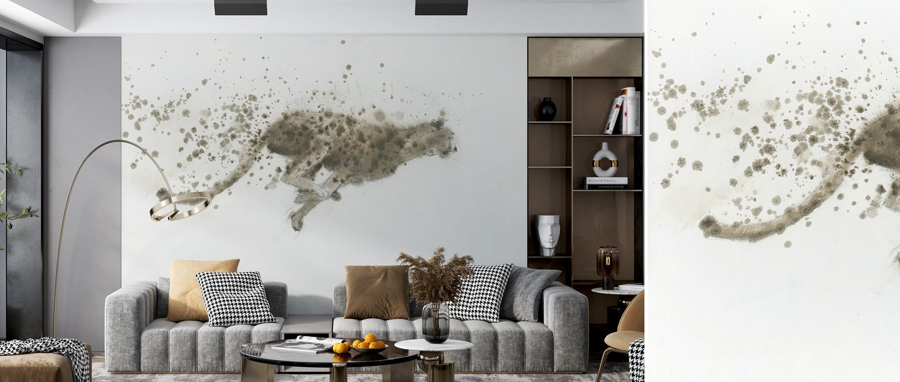 Natural balance moves through the Cheetah Graceful Power Wallpaper, each line exuding subtle strength. The muted colors reflect dawn warmth, surrounding interiors with timeless elegance and confidence inspired by wildlife’s quiet power. 