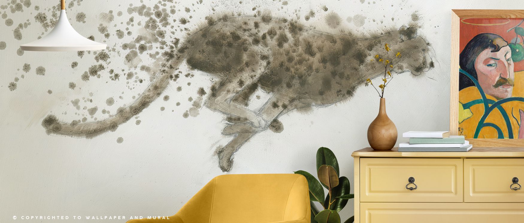 Detailed brushwork brings life to the Cheetah Graceful Power Wallpaper, highlighting the feline grace in every contour. The tones blend seamlessly into golden harmony, filling interiors with motion and natural poise that feels intimate and powerful. 