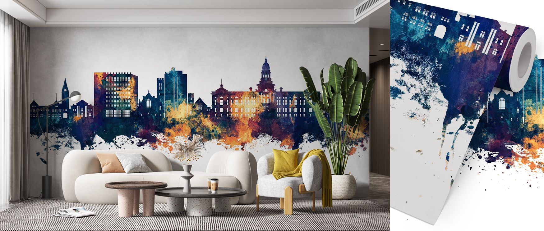 Quiet elegance defines the Cheyenne Wyoming Skyline Blue & Bronze Wallpaper, merging architecture and texture in harmony. Each shadow moves fluidly through metallic depth, surrounding interiors with poise, calm, and modern refinement. 
