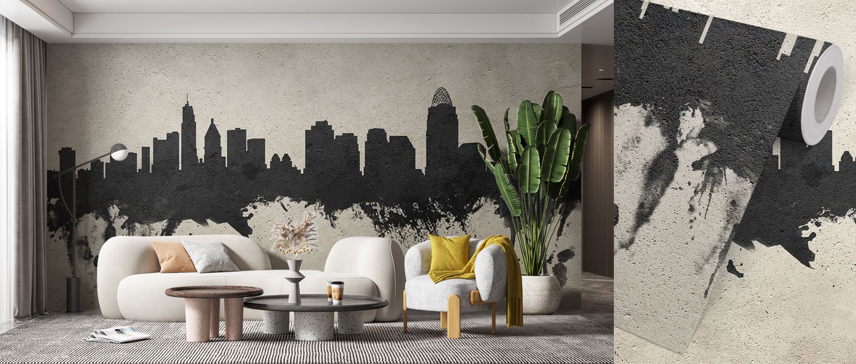 Muted elegance flows through the Cincinnati Ohio Skyline Concrete Wallpaper, uniting line and space in calm order. Each contour mirrors precision, giving interiors serenity and creative integrity. Its tone breathes quiet sophistication. 