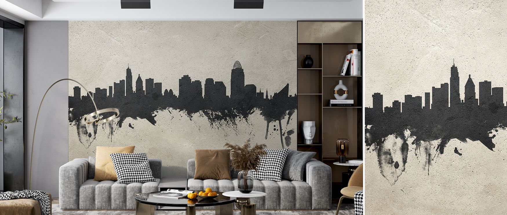 A serene balance anchors the Cincinnati Ohio Skyline Concrete Wallpaper, where composition flows through minimalist depth. Its light texture captures quiet strength, transforming interiors into spaces of reflection and proportion. 