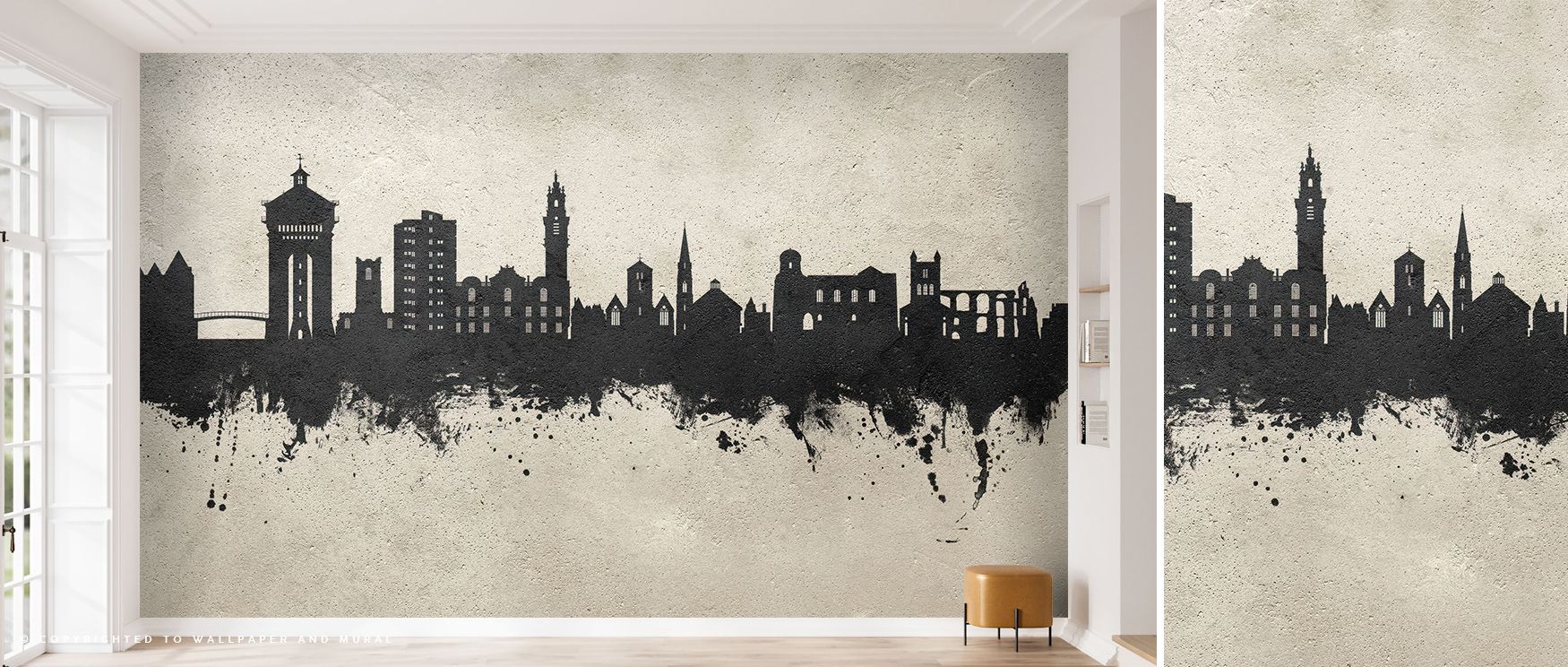 The essence of industrial beauty defines Colchester England Skyline Concrete Wallpaper, blending sleek greys and shadowed depth into an elegant skyline. Its subtle movement of tone and light enriches interiors with metropolitan serenity and understated al