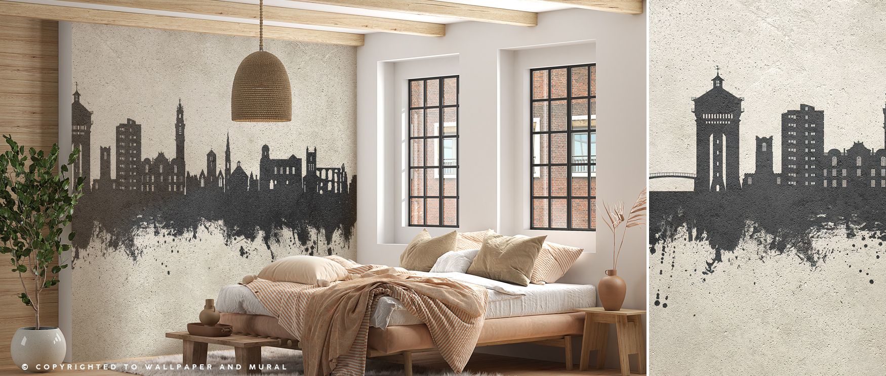 Gentle transitions of light flow across Colchester England Skyline Concrete Wallpaper, defining elegant silhouettes of the city. The smooth interplay of shadows and texture creates depth, enhancing rooms with subtle elegance and modern artistry. 