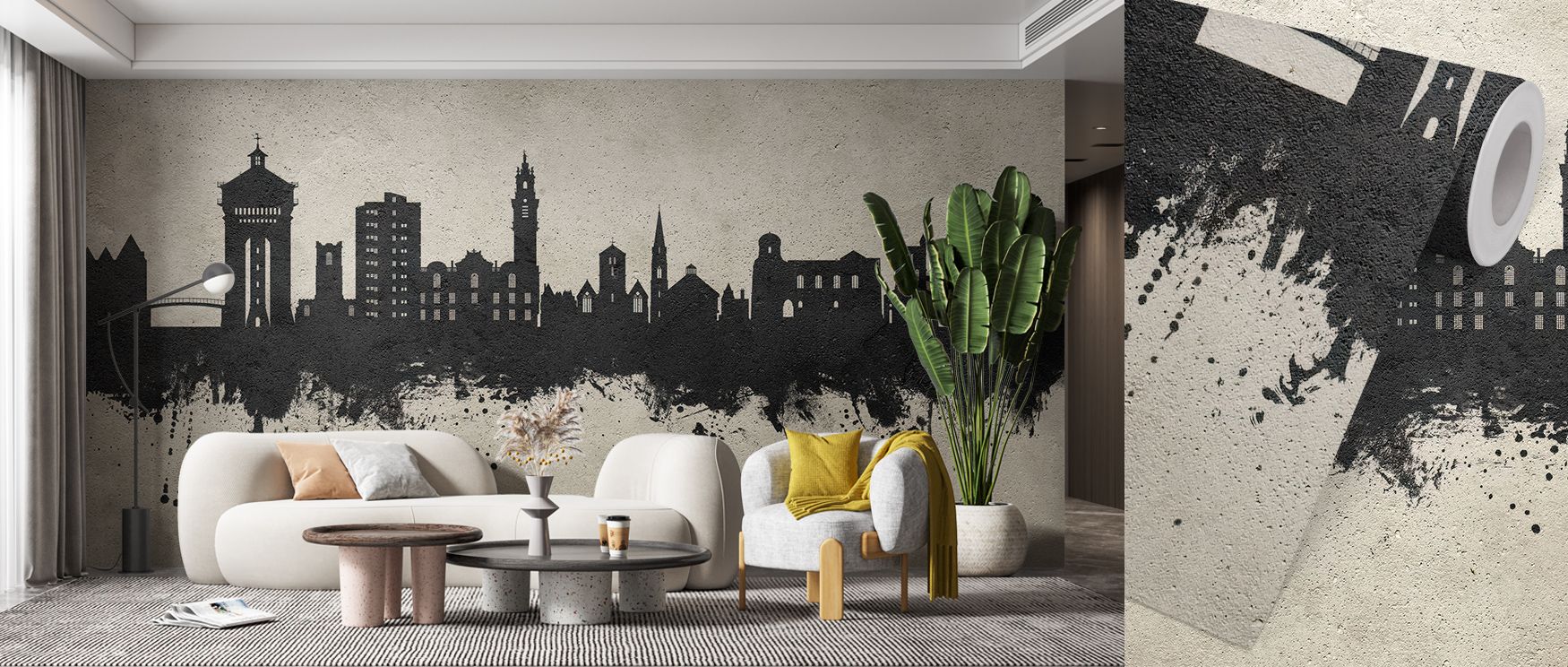 Urban clarity resonates in Colchester England Skyline Concrete Wallpaper, where sculptural lines and neutral greys merge seamlessly. Each variation in tone enriches atmosphere, shaping interiors with calm precision and creative sophistication. 