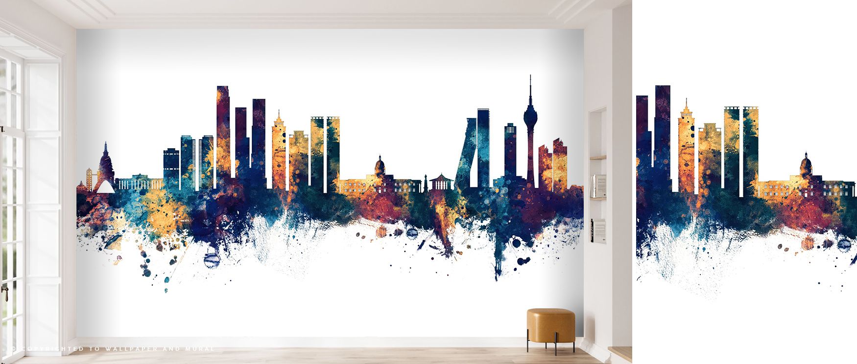 Evening tones sweep through Colombo Sri Lanka Skyline Blue & Bronze Wallpaper, where metallic bronze dances across deep indigo skies. Each brush of tone forms harmony between strength and serenity, transforming walls into illuminated landscapes of city ar