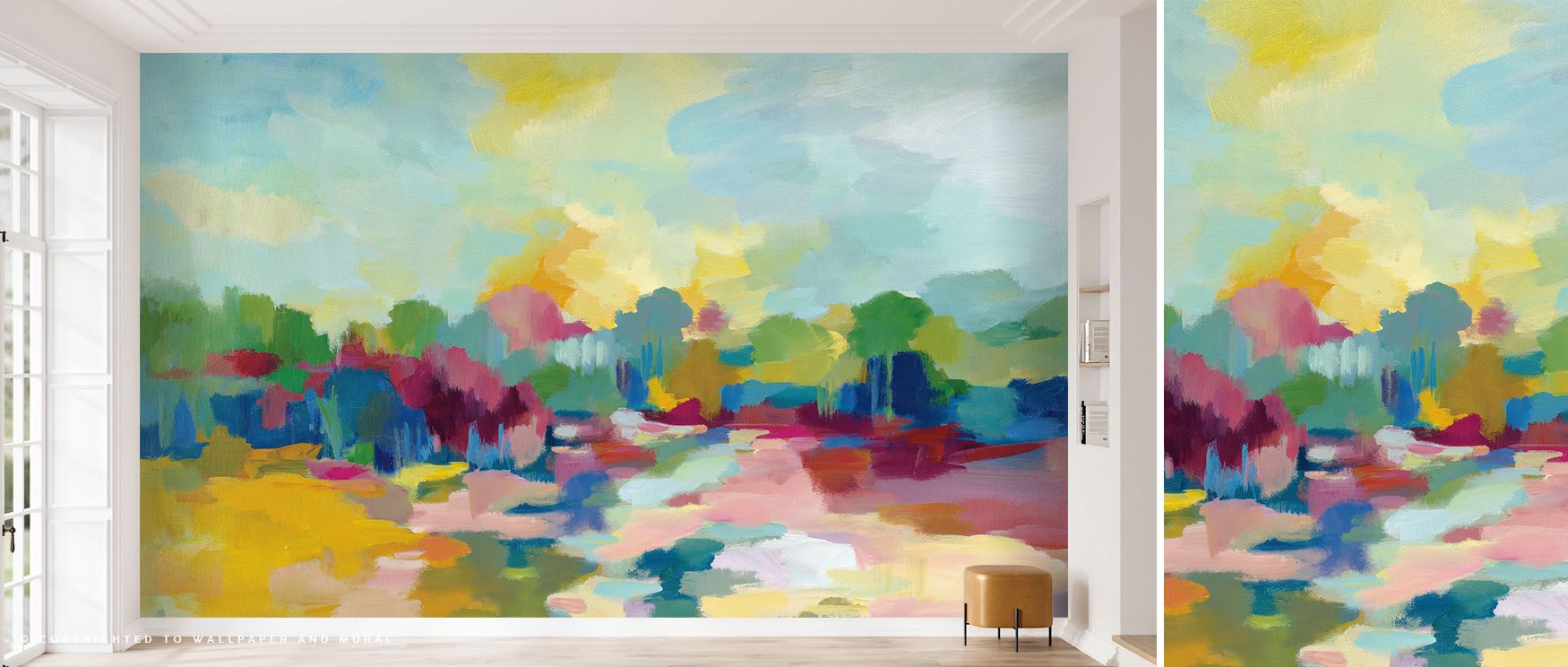 Gentle movement spreads through Colorful Day Wallpaper, its sweeping brushstrokes forming an ever-changing landscape of tone. Designed for interiors that crave vibrancy, it channels artistic confidence and uplifting balance. 