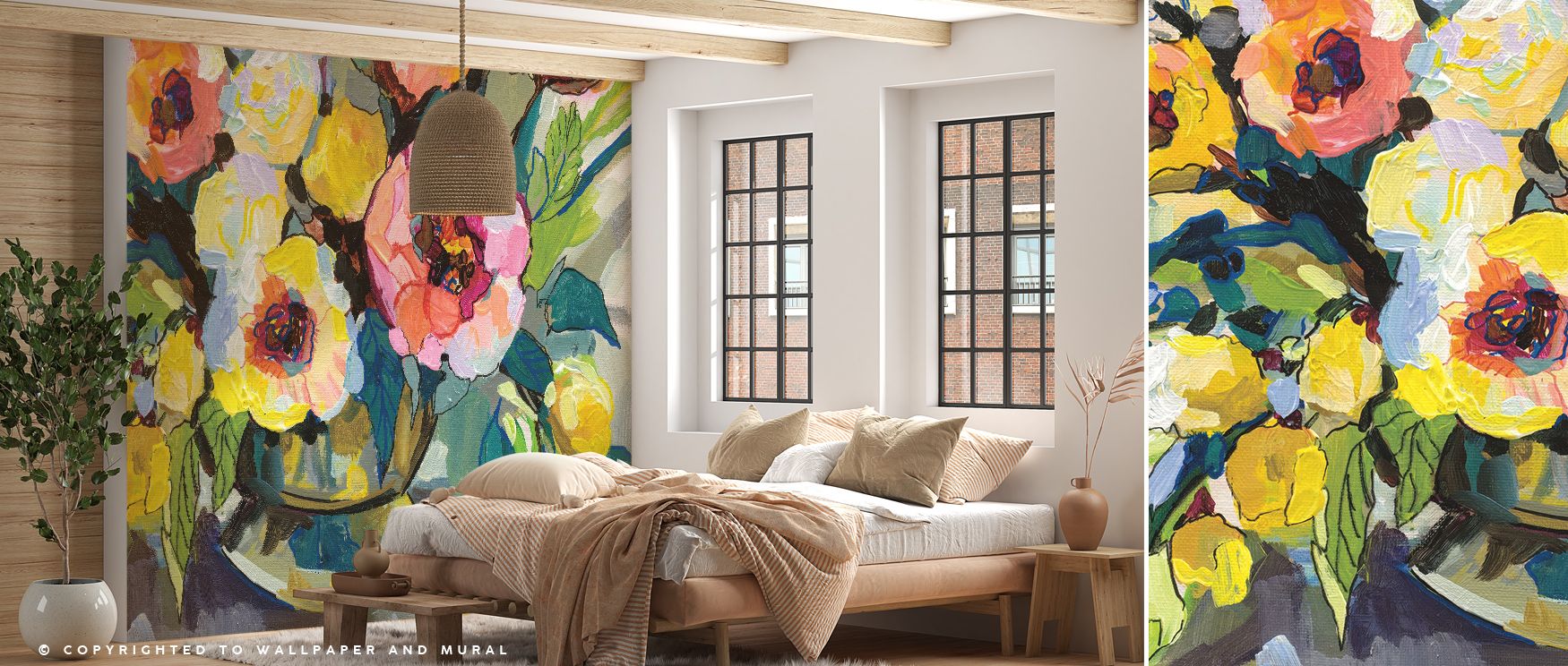 Warm earth tones intertwine within Cottage Bouquet Wallpaper, balancing organic texture with delicate elegance. The interplay of light and detail captures the authenticity of country gardens, wrapping interiors in serenity, softness, and timeless appeal. 