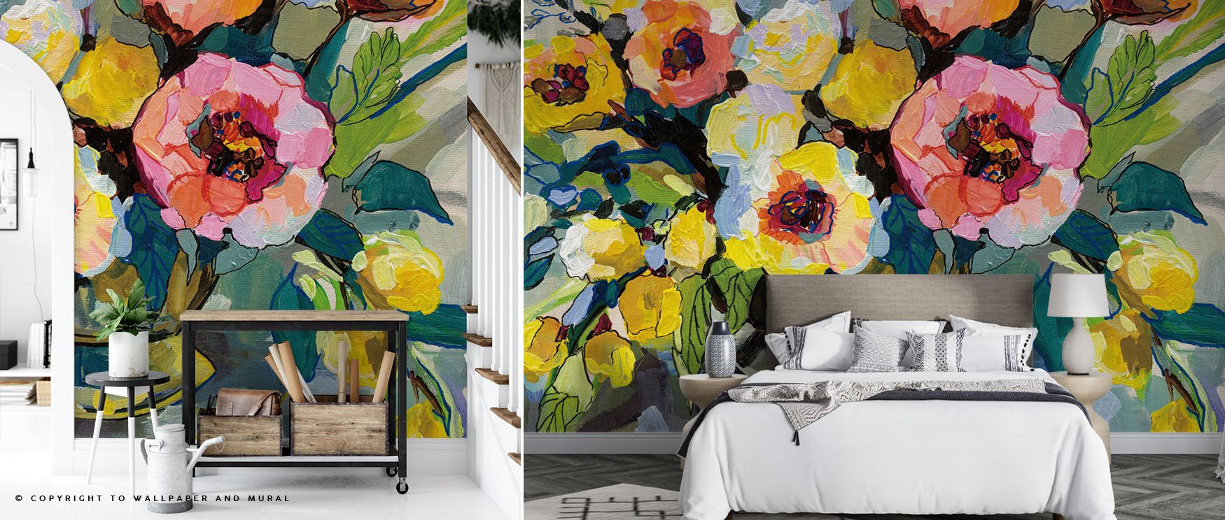 Subtle artistry unfolds across Cottage Bouquet Wallpaper, as gentle petals and stems create rhythm and continuity. The flowing design fills interiors with calm atmosphere, enriching walls through floral harmony, romantic charm, and pastoral sophistication