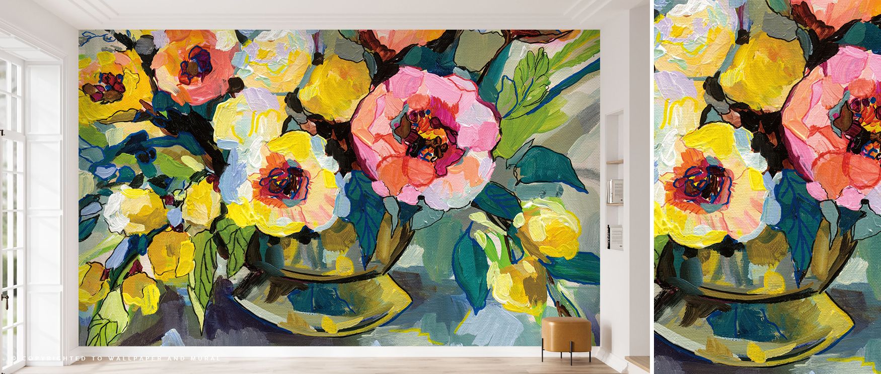 Romantic stillness breathes through Cottage Bouquet Wallpaper, illuminating the essence of natural beauty. The soft textures of meadow blooms bring joy and balance, offering a serene floral backdrop of poetic simplicity. 