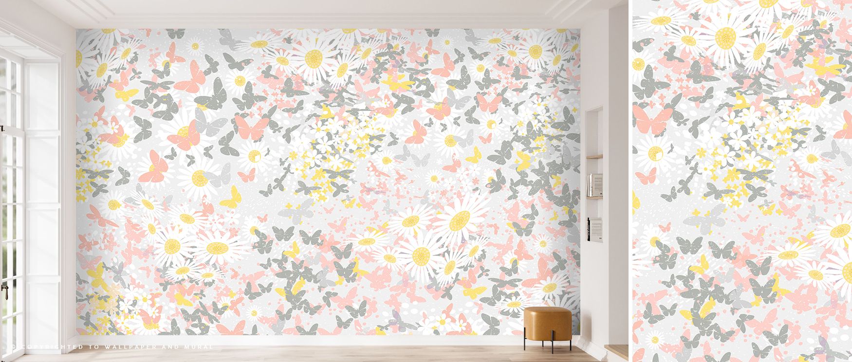 Whimsical patterns unfold across Daisy Swirl Whimsical Delight Wallpaper like a painter’s joyful brushstroke. Each floral swirl captures the grace of a daisy-filled meadow, adding layers of life and laughter to your surroundings. This artwork enriches qui