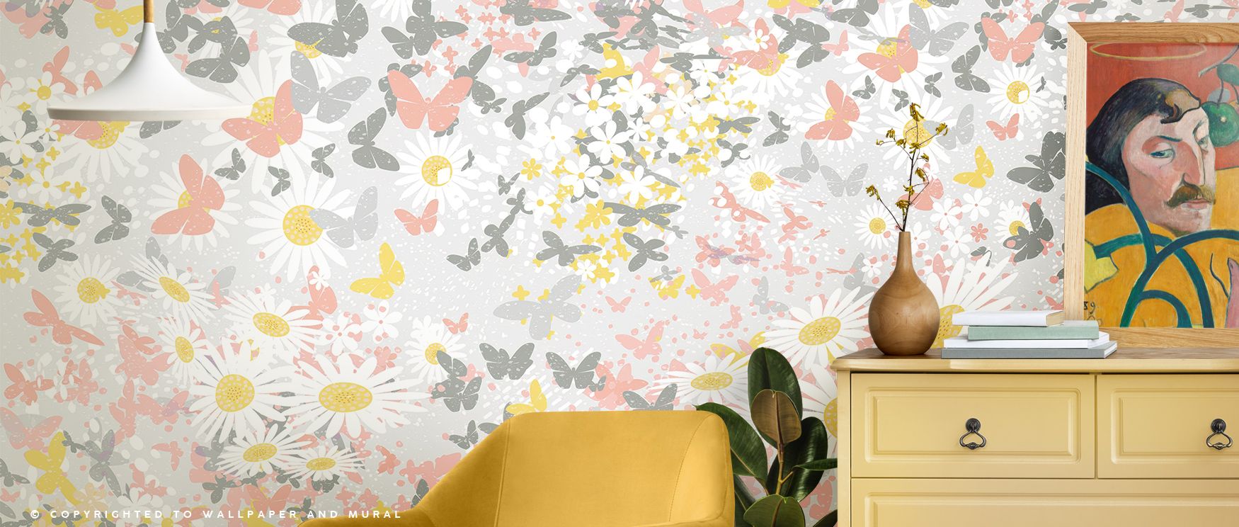 Elegantly twirling flowers in Daisy Swirl Whimsical Delight Wallpaper exude brightness and joy. The color palette blends creamy whites, soft golds, and hints of sage, crafting an ethereal tone that feels refreshing and pure. Ideal for family spaces cravin