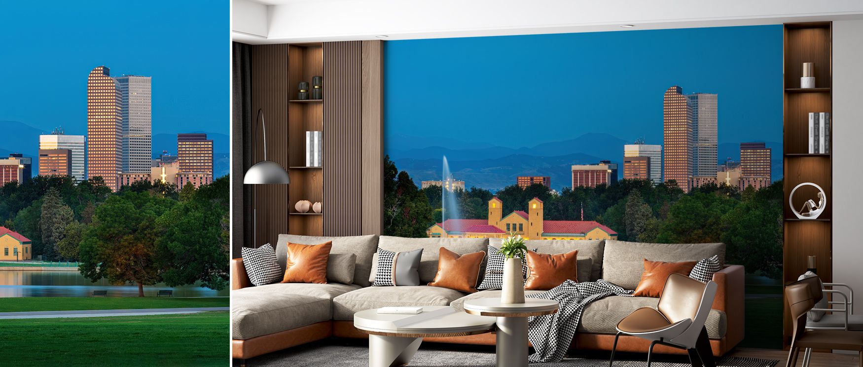 Layers of soft illumination define Denver Sunrise Wallpaper, revealing a poetic skyline emerging from sleep. The interplay of tone and texture evokes quiet reflection, making interiors feel inspired, grounded, and alive with creative peace. 