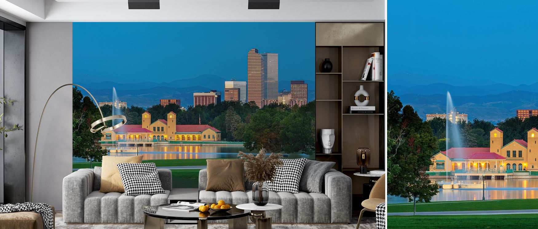 Bright yet tender, Denver Sunrise Wallpaper captures the transition between night and day through the blending of gold and coral. Its luminous calm invites stillness while infusing interiors with vitality and subtle artistic brilliance. 
