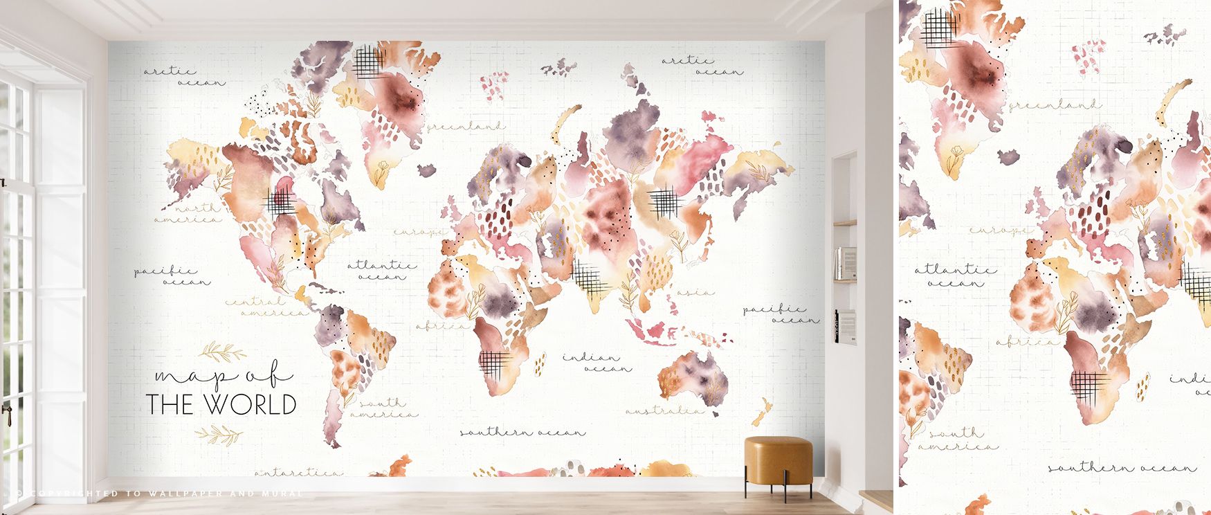 Desert Bloom Map Wallpaper brings cartographic art to life through soft florals that rise from the page like whispers of color. The balance between precision and creativity creates a sense of openness and warmth within contemporary settings. 
