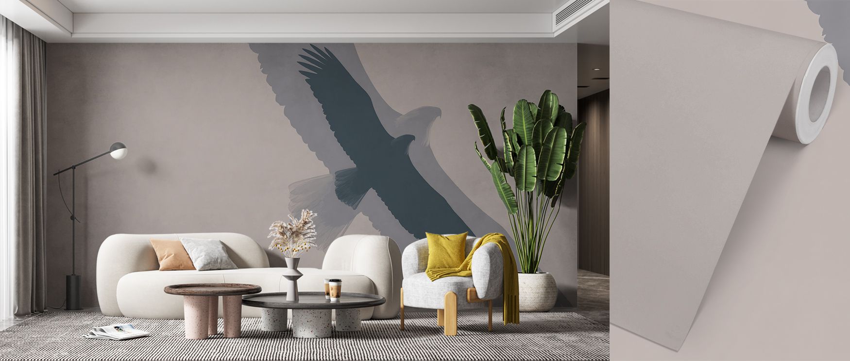 The horizon expands within Double Eagle Flight Wallpaper, where movement and air converge in visual rhythm. The rich tones and sweeping textures evoke nature’s power while maintaining elegance, filling spaces with emotional balance and soaring beauty. 