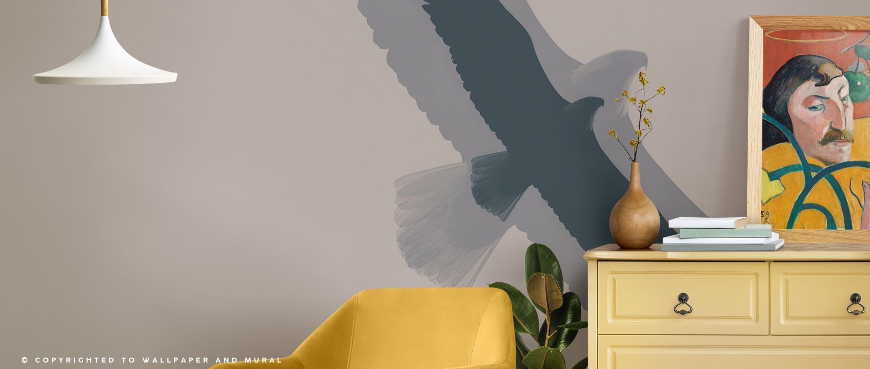 Poetic momentum flows through Double Eagle Flight Wallpaper, depicting unity in movement and air. The eagles’ dual flight symbolizes strength and peace intertwined, surrounding interiors with natural wonder and gentle energy. 