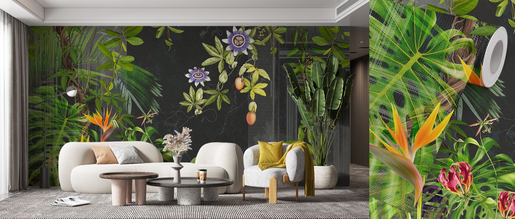 Juicy tones and painterly layers make Dragons Fruit at Home Wallpaper an artistic celebration of nature’s color. The interplay between bright pinks, deep greens, and creamy whites adds lightness and depth, transforming rooms into tropical retreats filled 