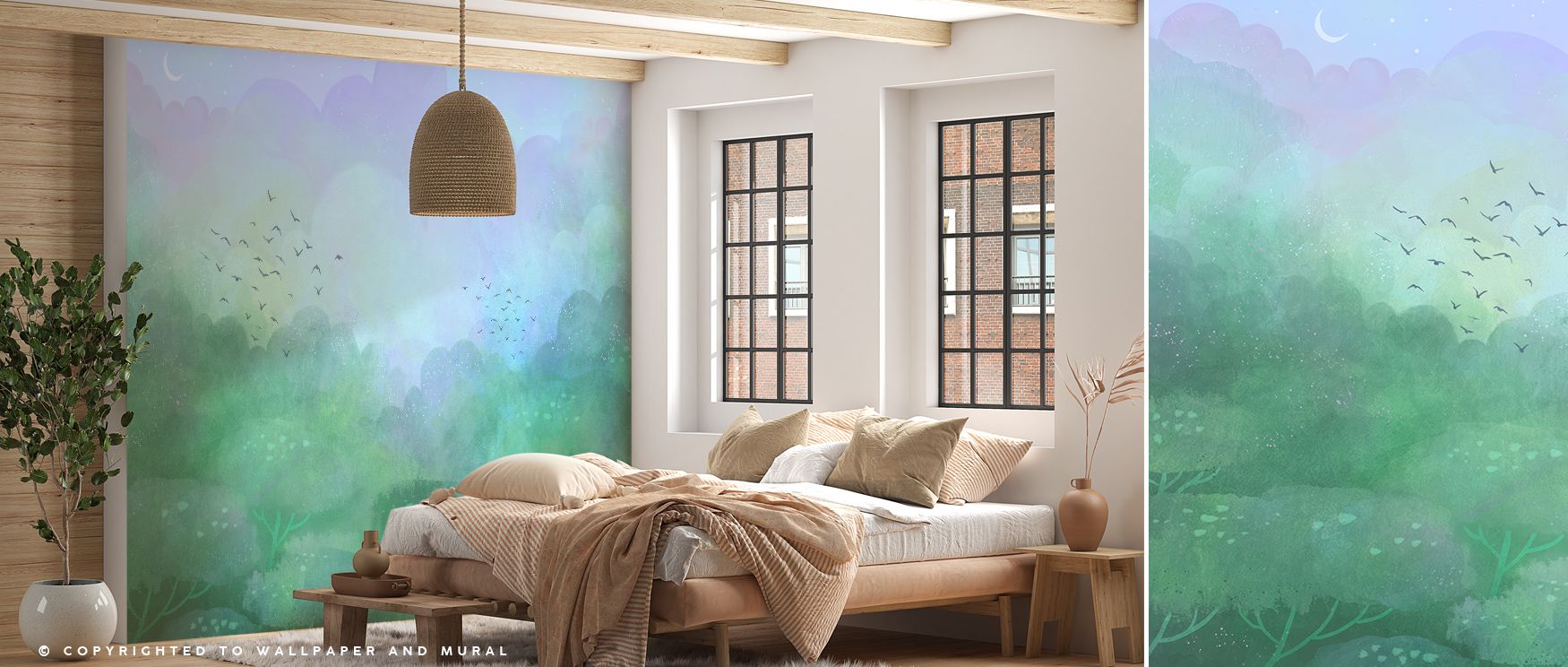 A harmony of tone defines Dreamy Landscape, Powder Blue Wallpaper as subtle gradients drift through gentle contours. The composition merges sky and earth, infusing interiors with elegant stillness and fluid design that nurtures peace and balance. 