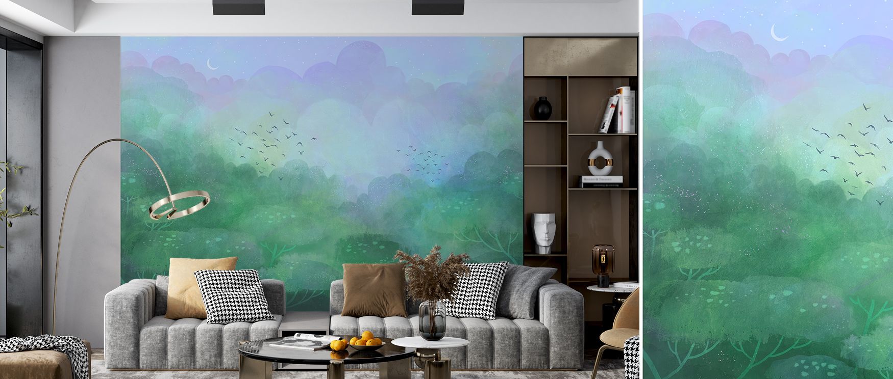 With elegance and ease, Dreamy Landscape, Powder Blue Wallpaper blends visual softness and emotional depth. Its layered scenery offers timeless comfort, enhancing modern spaces with quiet poise. 