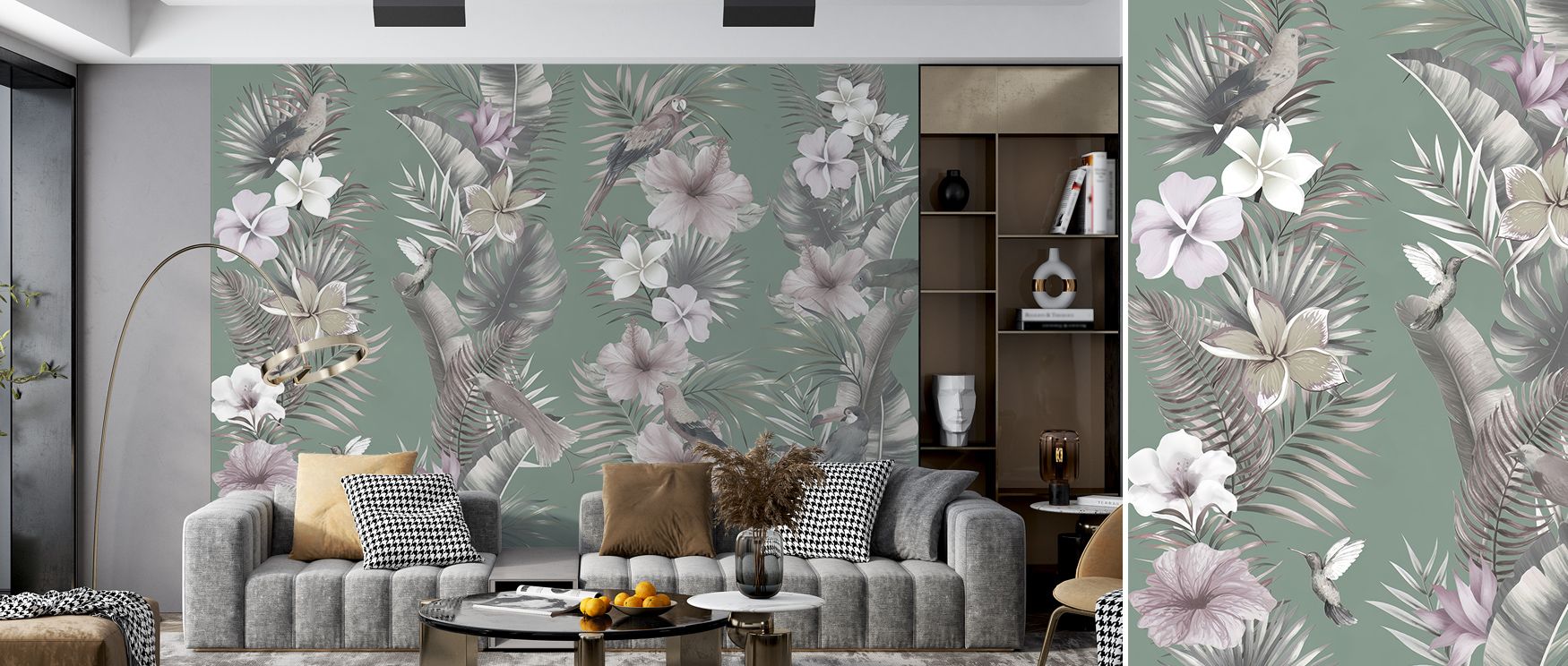 Artistic motion defines Exotic Vibesvdf Wallpaper, the leaves curling in soft arcs of green and gold. Its vibrant detailing reflects sunlight through form, lending interiors a balance of brightness, calm, and tropical inspiration. 
