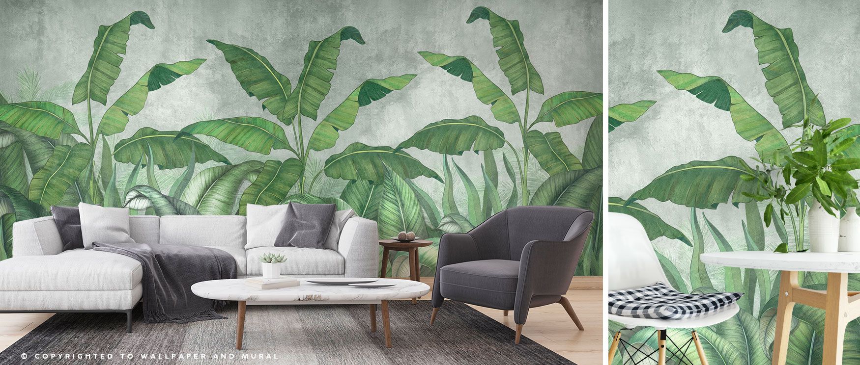This botanical wallpaper captures tropical beauty with detailed large leaves in rich tones, perfect for bringing freshness and tranquility into bedrooms, dining rooms, or offices. 