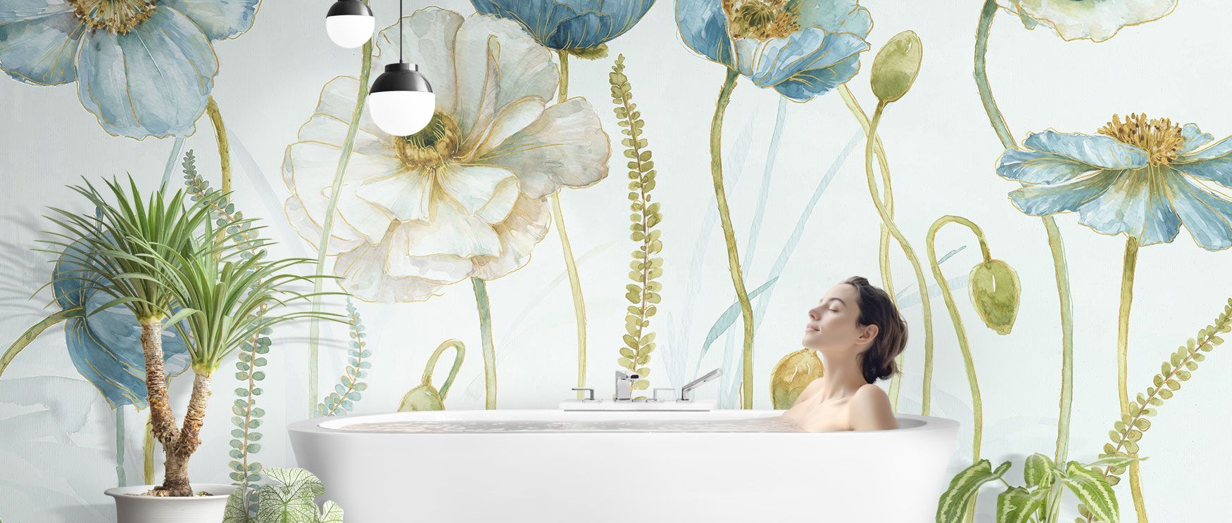 The Greenhouse Flowers Wallpaper blends vibrant botanical detail with golden sophistication, elevating walls with artistry and timeless floral charm. 