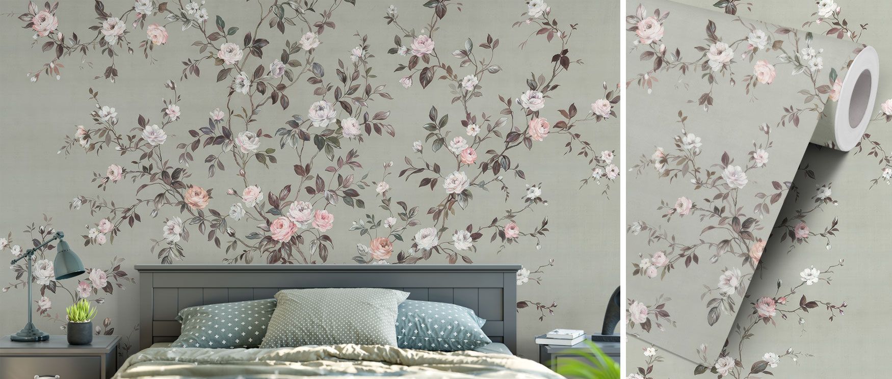Rosellia Floral Wallpaper captures nostalgic beauty through garden-inspired blooms balanced with tropical greenery, offering refined wall decor for elegant spaces. 
