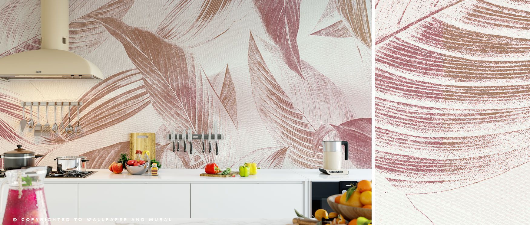 The Jungle Palm and Birds design combines leafy abundance with exotic avian details, offering lively wallpaper suitable for dining spaces or lounges. 