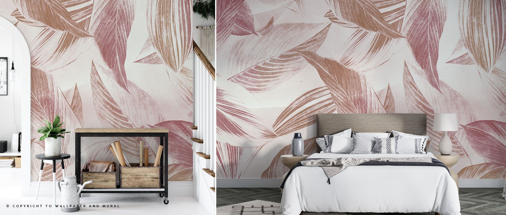 Birds nestled among lush palm trees create a wallpaper that radiates color, freshness, and tropical jungle vibrancy for stylish living rooms. 