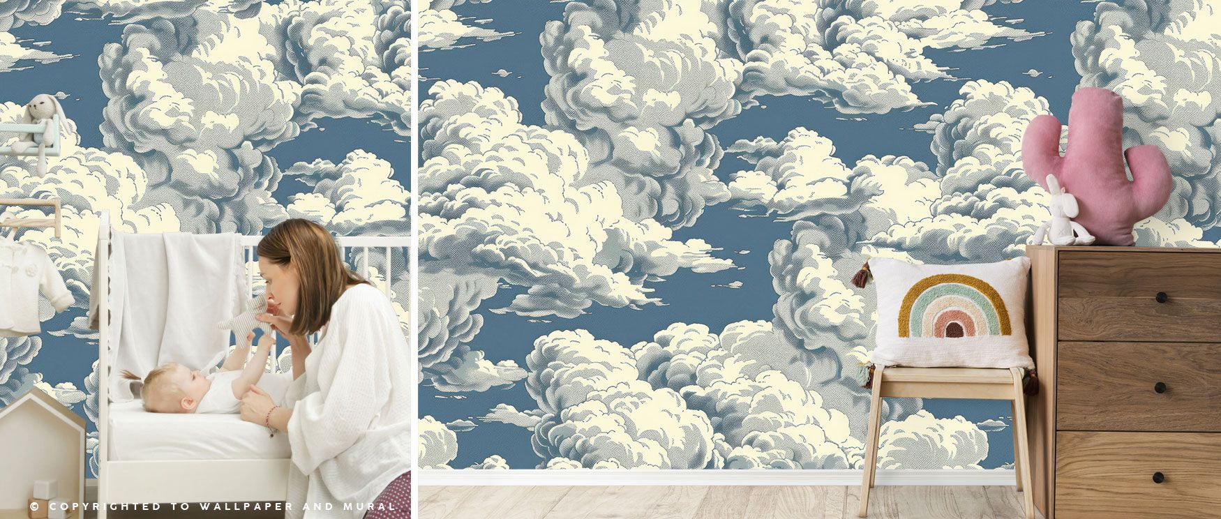 A wallpaper featuring expansive skies and soft drifting clouds, offering a calming visual escape for bedrooms, nurseries, or serene lounges. 